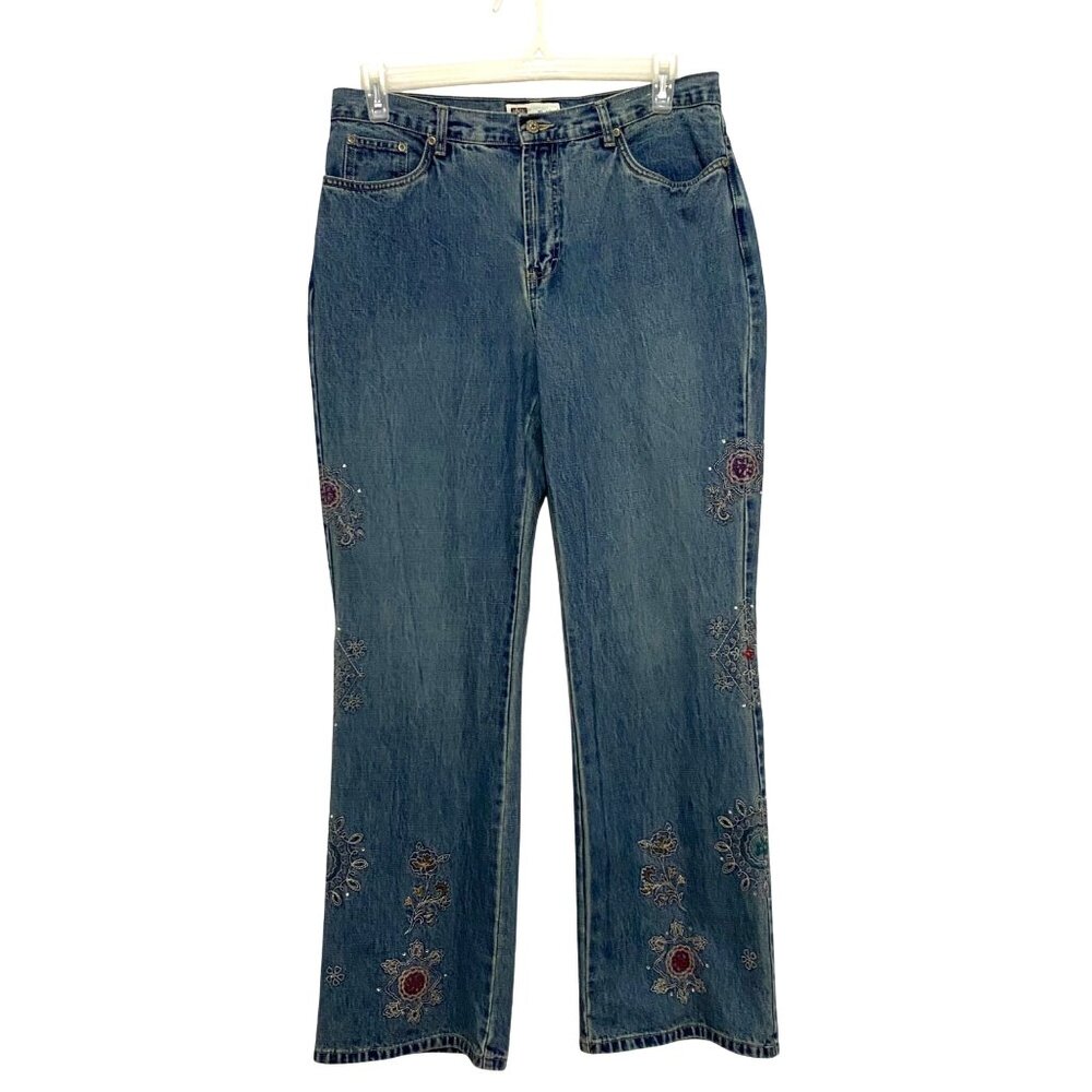 Vintage‎ Faded Glory Womens Flare Jeans Size 14 Boho Western Cowgirl Rodeo Faded